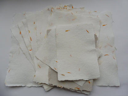 Papier Vergé Fait Main avec pétales de Souci A3 A4 A5 Artisanal Français