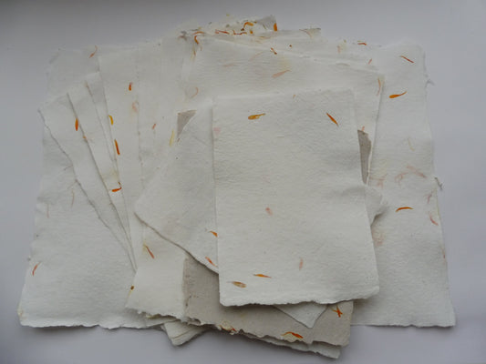 Papier Vergé Fait Main avec pétales de Souci A3 A4 A5 Artisanal Français