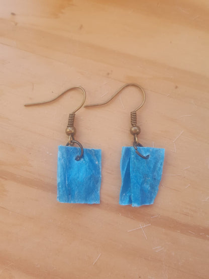 Boucles d'oreilles papier turquoise