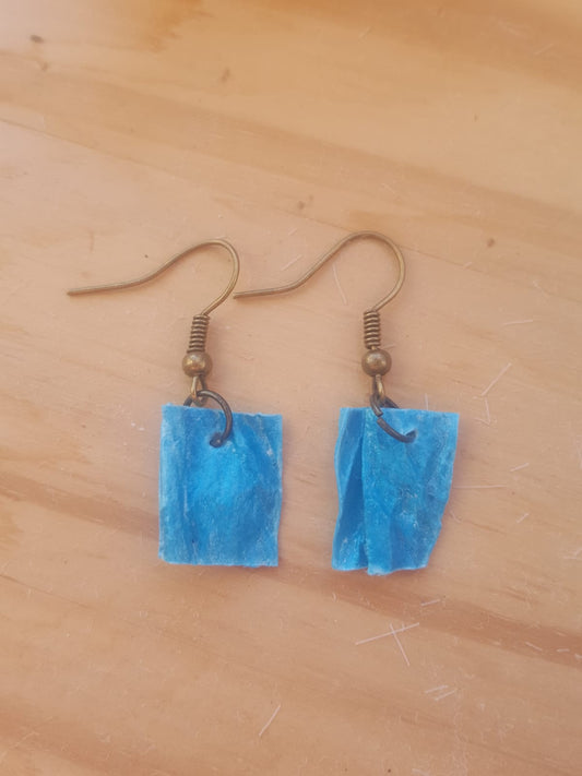 Boucles d'oreilles papier turquoise