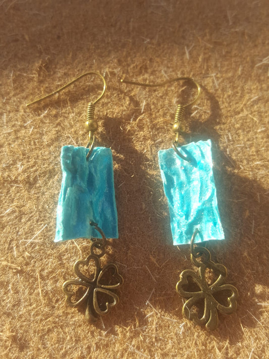 boucles d'oreilles papier turquoise bronze