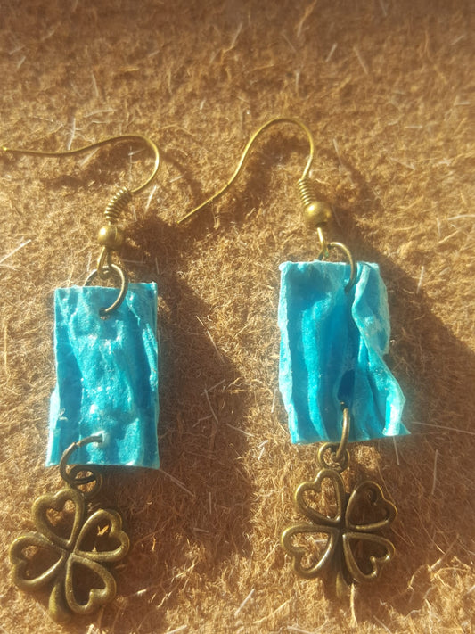 Boucle d'oreille trèfle turquoise