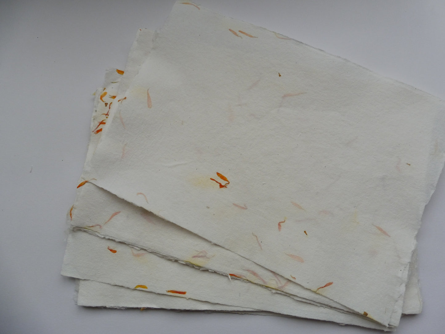 Papier Vergé Fait Main avec pétales de Souci A3 A4 A5 Artisanal Français